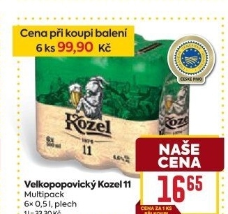 Pivo světlý ležák 11° Medium Velkopopovický Kozel