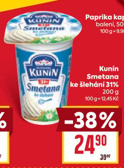 Smetana ke šlehání Mlékárna Kunín 31%