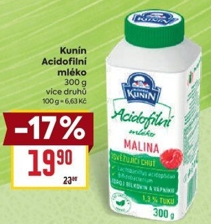 Acidofilní mléko ochucené Mlékárna Kunín