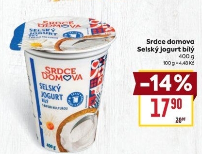 Bílý jogurt Selský Srdce Domova