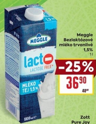 Mléko trvanlivé bez laktózy Meggle - 1,5% polotučné