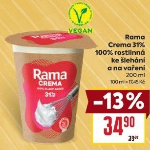 Rama rostlinná Crema ke šlehaní 31 % Rama