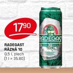 Pivo světlé výčepní Rázná 10° Radegast