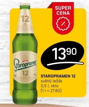 Pivo světlý ležák 12° Staropramen
