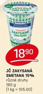Smetana zakysaná Jihočeská Madeta 15%
