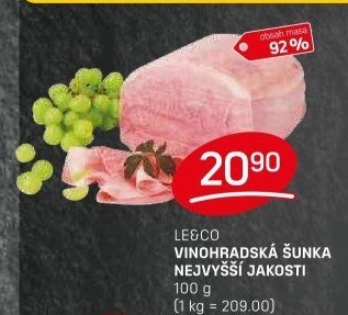 Šunka vinohradská nejvyšší jakosti LE&amp