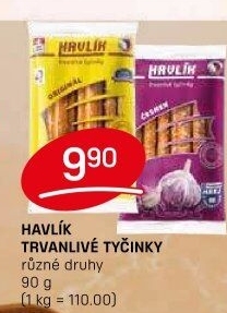 Tyčinky trvanlivé se sýrem a solí Havlík