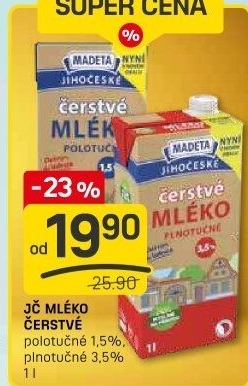Mléko čerstvé Jihočeské Madeta