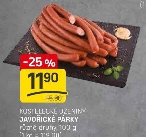 Párky javořické Kostelecké uzeniny