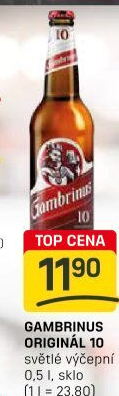 Pivo světlé výčepní Originál 10° Gambrinus