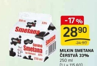 Smetana čerstvá Milkin 33%