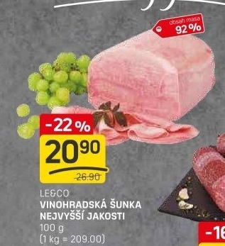 Šunka vinohradská nejvyšší jakosti LE&amp