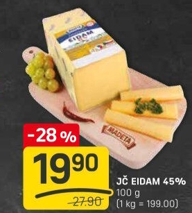 Sýr Eidam Jihočeský 45% Madeta
