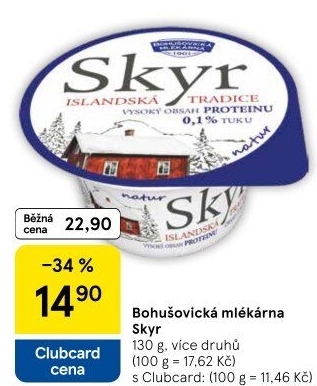 Dezert zakysaný ochucený Skyr Bohušovická mlékárna