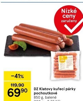 Párky kuřecí pochoutkové DZ Klatovy