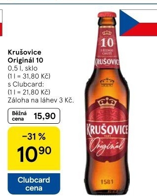 Pivo světlé výčepní Originál Královská 10° Krušovice