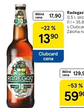 Pivo světlé výčepní Rázná 10° Radegast