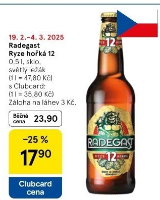 Pivo světlý ležák 12° Ryze hořká Radegast