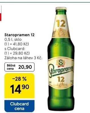 Pivo světlý ležák 12° Staropramen