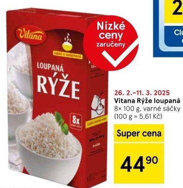 Rýže loupaná dlouhozrnná Vitana