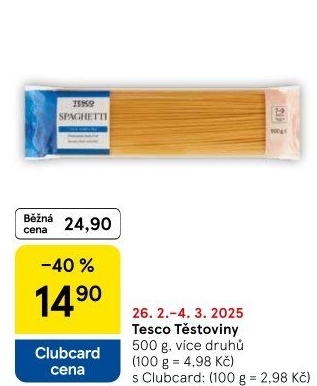 Těstoviny Tesco