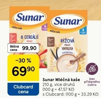 Kaše mléčná Sunar
