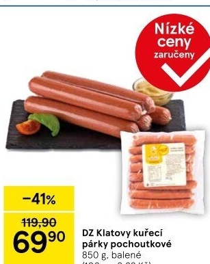 Párky kuřecí pochoutkové DZ Klatovy