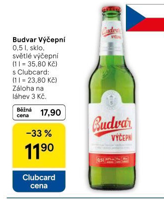 Pivo světlé výčepní Budweiser Budvar