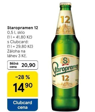 Pivo světlý ležák 12° Staropramen