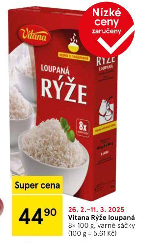 Rýže loupaná dlouhozrnná Vitana