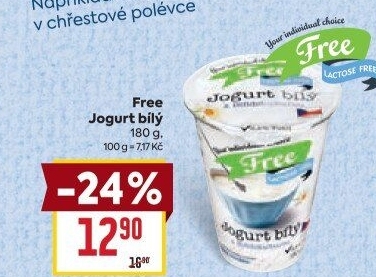 Bílý jogurt bez laktózy Laktose Free