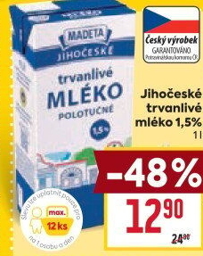 Mléko trvanlivé Jihočeské Madeta - 1,5% polotučné