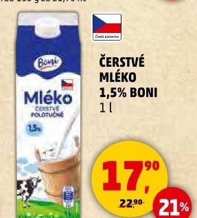 Mléko čerstvé Boni - 1,5% polotučné