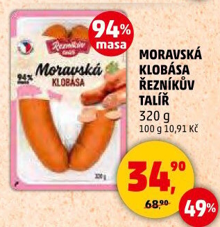 Moravská klobása Řezníkův talíř