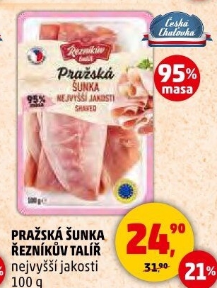 Šunka pražská nejvyšší jakosti Řezníkův talíř