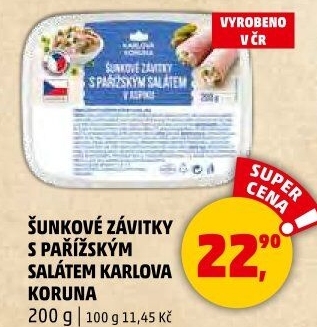 Šunkový závitek s pařížským salátem Karlova Koruna