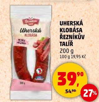 Uherská klobása Řezníkův talíř