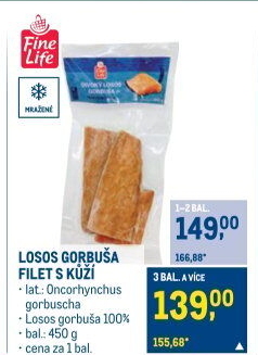 Losos Gorbuša filet mražený Fine Life