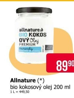Kokosový olej premium bio Allnature