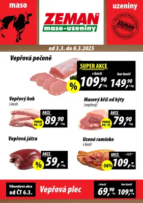 akční leták ZEMAN maso - uzeniny 3.3.2025-8.3.2025