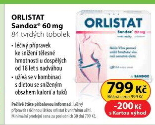 Doplněk stravy na snížení nadváhy Orlistat Sandoz