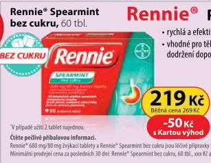 Žvýkací tablety proti pálení žáhy bez cukru Rennie