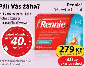 Žvýkací tablety proti pálení žáhy Rennie