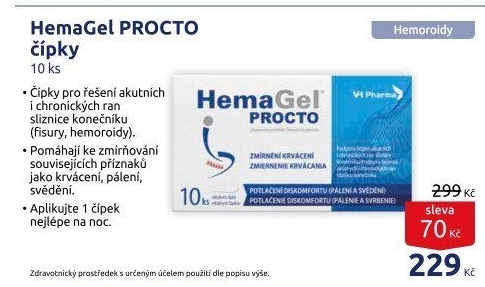 Čípky urychlující hojení ran a kožních defektů konečníku Procto Hemagel