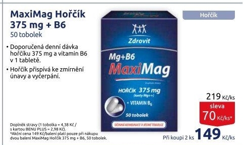 Doplněk stravy Hořčík + B6 MaxiMag Zdrovit