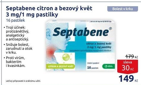 Pastilky proti bolesti v krku Septabene