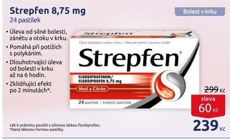 Pastilky proti bolesti v krku Strepfen