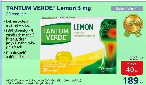 Pastilky proti bolesti v krku Tantum Verde