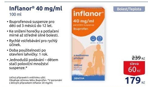Sirup proti horečce a bolesti pro děti Inflanor