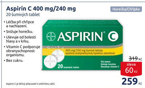 Šumivé tablety proti chřipce a nachlazení Aspirin C Bayer